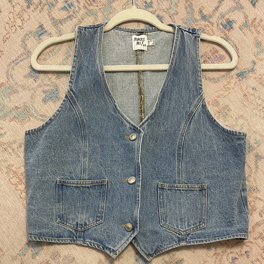 Princess Polly Blue Denim Button-Up Vest